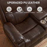 P.H.Furn Recliner Sofa, Reclining Loveseat Sofa with Massage & Heat, Reclining Couch with Side Pockets, Extra Storage, Cup Holders for Living Room P.H.Furn