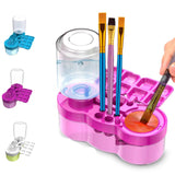 2025 Paint Brush Cleaner Brush Rinser Water Circulation, Brush Cleaner Painting Tool, Water Cycle Paint Brush Rinser With Brush Holder and Palette, Brush Rinser Dispenser for Adults Artist Kid(Purple) Beikity