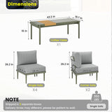 Sundale Outdoor 7 Pieces Metal Patio Furniture Set, Outdoor Sectional Sofa w/6 Inch Olefin Cushion and Coffee Table, Modern Outdoor Conversation Sets Sundale Outdoor