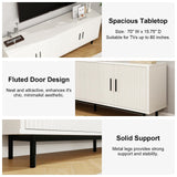 MUUEGM Modern TV Stand for Televisions up to 80 Inch, Entertainment Center with Storage, Cabinet with Fluted Door and Adjustable Shelf, Console Table and Media Furniture for Living Room, White MUUEGM
