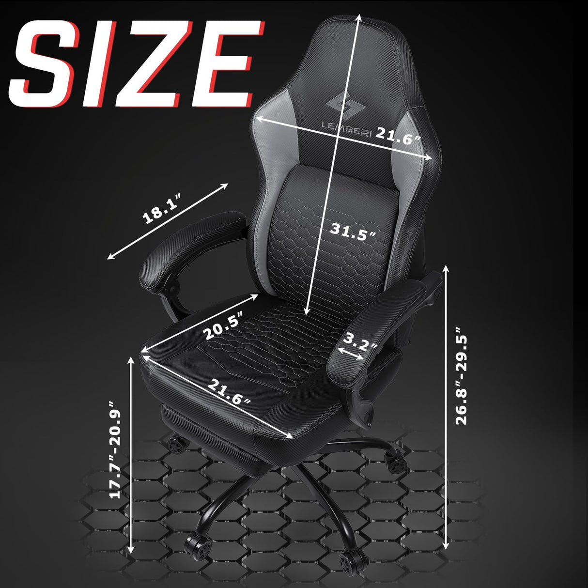 LEMBERI Big and Tall Gaming Chair 400lb Weight Capacity,Gamer Chairs for Adults,Video Game Chair wth Footrest,Racing Style Computer Gamer Chair with Headrest and Lumbar Support (Gray) LEMBERI