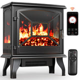 Silonn Electric Fireplace Heater, 5300 BTU Portable Fireplace with App & Remote,24-inch Low Noise Electric Fire Place with 5 Brightness Levels, Temp Control & Timer for Living Room, Bedroom, Black Silonn