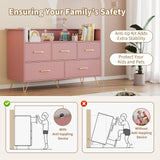 Patikuin Pink Dresser for Bedroom, 47" Wide Chest of Drawers with LED Lights, Charging Station & 5 Smooth-Sliding Drawers, Modern Wood Storage Cabinet for Entryway, Hallway, Living Room Patikuin