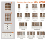 WAMPAT 5-Tier Bookcase with Sturdy Plexiglass Doors,73.3" Tall Standing Bookshelves with Barn Door Cabinets,63" Wide Modern Farmhouse Display Cabinet with Adjustable Shelves for Home,Office,Oak WAMPAT