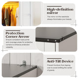 PAKASEPT Armoire Wardrobe Closet with w/Folding Sliding Barn Door, Bedroom Armoires with Mirror and Sensor Lights, Hanging Rod, Wardrobe Closet for Bedroom (19.69" D x 47.24" W x 72.83" H) PAKASEPT