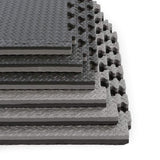 Xspec 1" Extra Thick 48 sq ft Reversible EVA Gym Foam Floor Mat Tiles (24" x 24"), Steel Pattern, 12 pcs, Black & Grey Xspec
