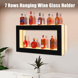 Takywep LED Lighted Liquor Bottle Shelf, Square 2-Tier 48 Inch Bar Bottle Display Shelf with Remote & App Control, 16 Colors, Wall Mounted Acrylic Liquor Shelf for Home Commercial Bar Takywep