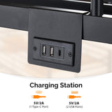 Karl home Metal Bunk Bed Twin Over Twin with 2 Storage Drawers, with USB Charging Station and LED Lighted, Safety Guardrail & Ladder, Easy Assembly, Space Saving, No Noise, No Box Spring Needed, Black Karl home