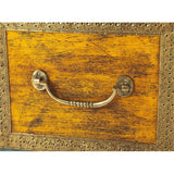 MAKLAINE 32" x 17" Traditional Wood Painted Brass Inlay Storage Trunk/Coffee Table with Hidden Storage, Brass Inlays & Hardware, Handcrafted, Handpainted, No Assembly Required, in Multi-Color Finish MAKLAINE