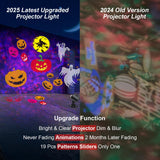 Brighter Halloween Decorations Projector Lights, 2025 Upgraded Holiday Projectors, Christmas Projector with 19 HD Replaceable Slides (Ocean Wave & Patterns), Waterproof Halloween Projector Light Show FLITI