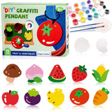 Magnetic Mini Tile Art-DIY Craft Kits for Kids,Fridge magnet painting kit for kids Ages 4-8,Soft Leather Fridge Magnets Craft Paint Set Fruit & Vegetables,Party Favors for Kids 8-12 DerzuanAscent