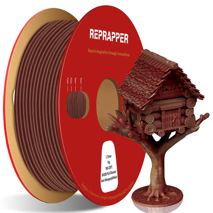 Reprapper Wood PLA, Wood Dual Color PLA Filament 1.75mm, 3D Printer Filament with Real Wood Fiber, Dark Mahogany/Walnut, 1000g