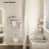 VOLPONE Corner Shower Caddy Suction Cup Shower Shelf Corner No Drilling Bathroom Shower Organizer Storage Rack Adhesive with Towel Bar Hooks(2-Pack, Ivory) VOLPONE