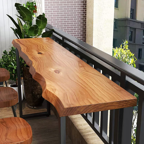 QQXX Rustic Industrial Bar Height Table with Narrow Wood Top - 47.2" Brown QQXX