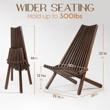 IDZO Tamarack Folding Wooden Outdoor, Adirondack Stylish Low Profile Lounge Chair for The Patio, Porch, Lawn, Garden, Color, Set of Two, Elina, Cinnamon - Pair IDZO