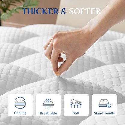 Dual Layer 3 Inch Memory Foam Mattress Topper King Size, 2 Inch Cooling Gel Memory Foam Plus 1 Inch Down Alternative PillowTop Mattress Pad Cover with 8-21 Inch Deep Pocket