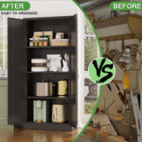 60''metal storage room cabinet, black unique look, freestanding storage room cabinet, storage cabinet with door and 4 adjustable shelves, can be used in office, garage, bedroom, kitchen TIMELESS PIECES