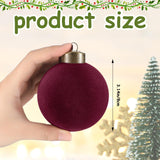 Liliful 15 Pcs Velvet Christmas Balls Bulk Flocked Christmas Tree Ball Ornaments Plastic Xmas Decorative Hanging Ornaments (Burgundy) Liliful