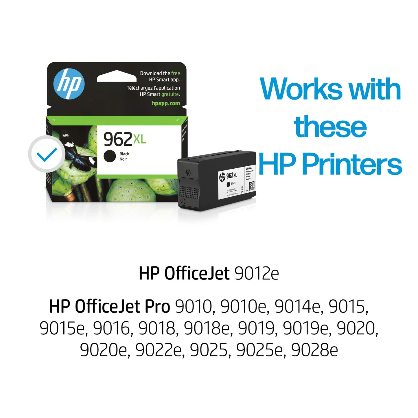 HP 962XL Black High-yield Ink Cartridge | Works with HP OfficeJet 9010 Series, HP OfficeJet Pro 9010, 9020 Series | Eligible for Instant Ink | 3JA03AN