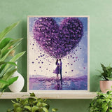 QACEYID Romantic Love Paint by Numbers Kit for Adults Beginners on Canvas, Purple Heart DIY Oil Painting Crafts Acrylic Couple Paintwork Art Home Wall Decoration Gifts 16x20 Inch QACEYID