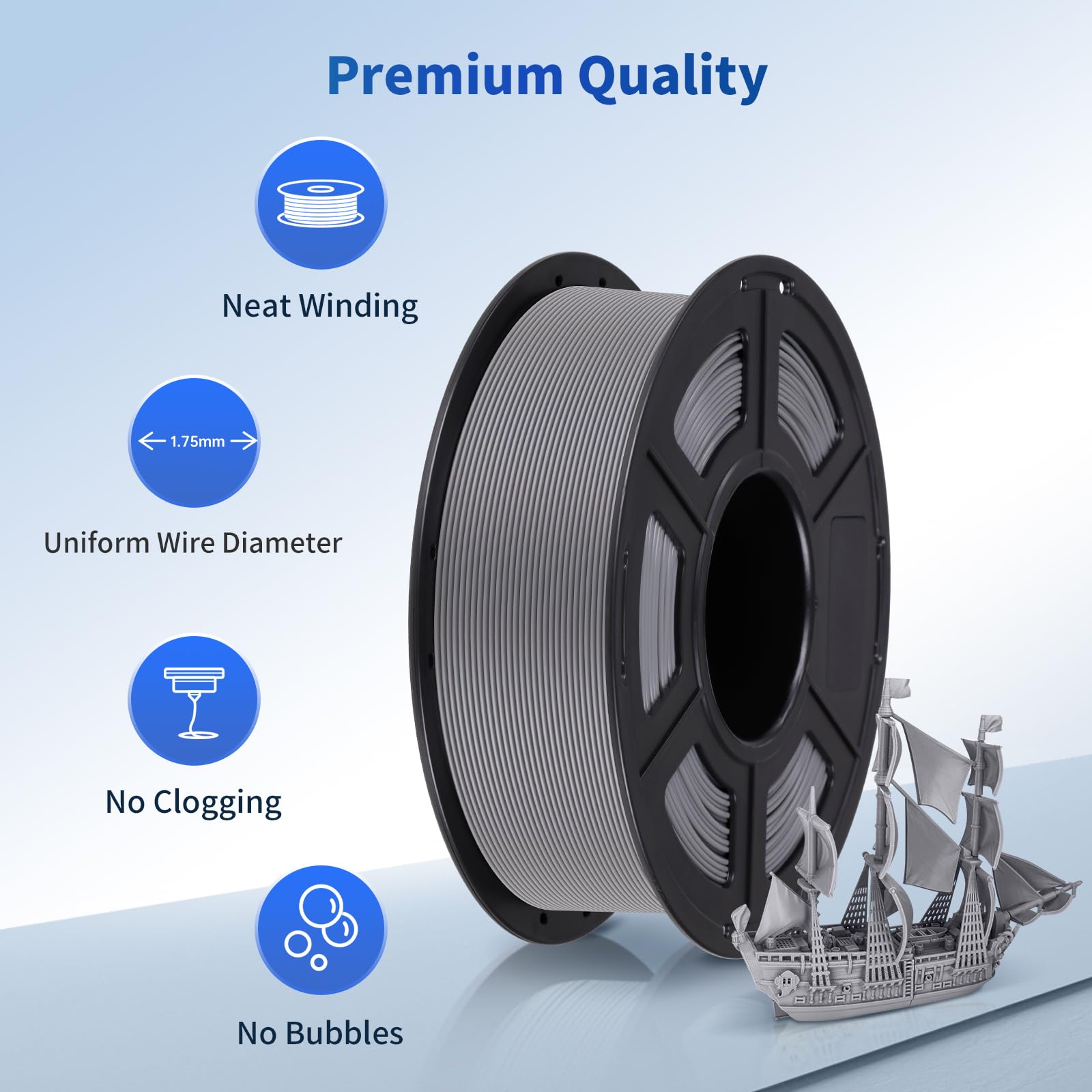 ANYCUBIC PLA Filament 1.75mm Bundle, 3D Printing PLA Filament 1.75mm Dimensional Accuracy +/- 0.02mm, 1KG Spool (2.2 lbs), 2KG Grey+Grey - WoodArtSupply