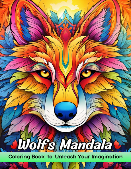 Wolfs Mandala Coloring Book: Wolves Mandala Coloring Page, Mystical Designs for Artistic Joy and Animal Spirit Connection Majosta