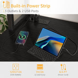 DLISITING Computer Desk with Hutch & Drawers - Office Study Writing 47 Inch Desk with 3 Drawers Storage Power Outlets, Modern Desk for Bedroom Home Office Black DLISITING