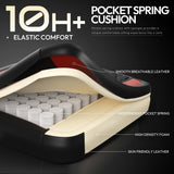 Dowinx Gaming Chair with Pocket Spring Cushion, Ergonomic Computer Chair with Massage Lumbar and Footrest for Adults, High Back Game Chair Leather for Office Gaming 300LBS, Red New Dowinx