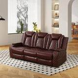GEBADOL Power Recliner Sofa Set,Burgundy Leather Reclining Couch with USB Port/Cup Holders/Storage Console,Leather Sofas with Power Recliner for Living Room/Apartment/Office GEBADOL