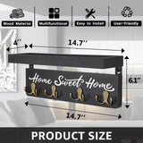 buways Key Holder for Wall Decorative, Rustic Wooden Key Hanger for Wall with 4 Double Key Hooks, Farmhouse Key Holder Rack and Mail and Key Organizer for Home Entryway Decor(Black) buways