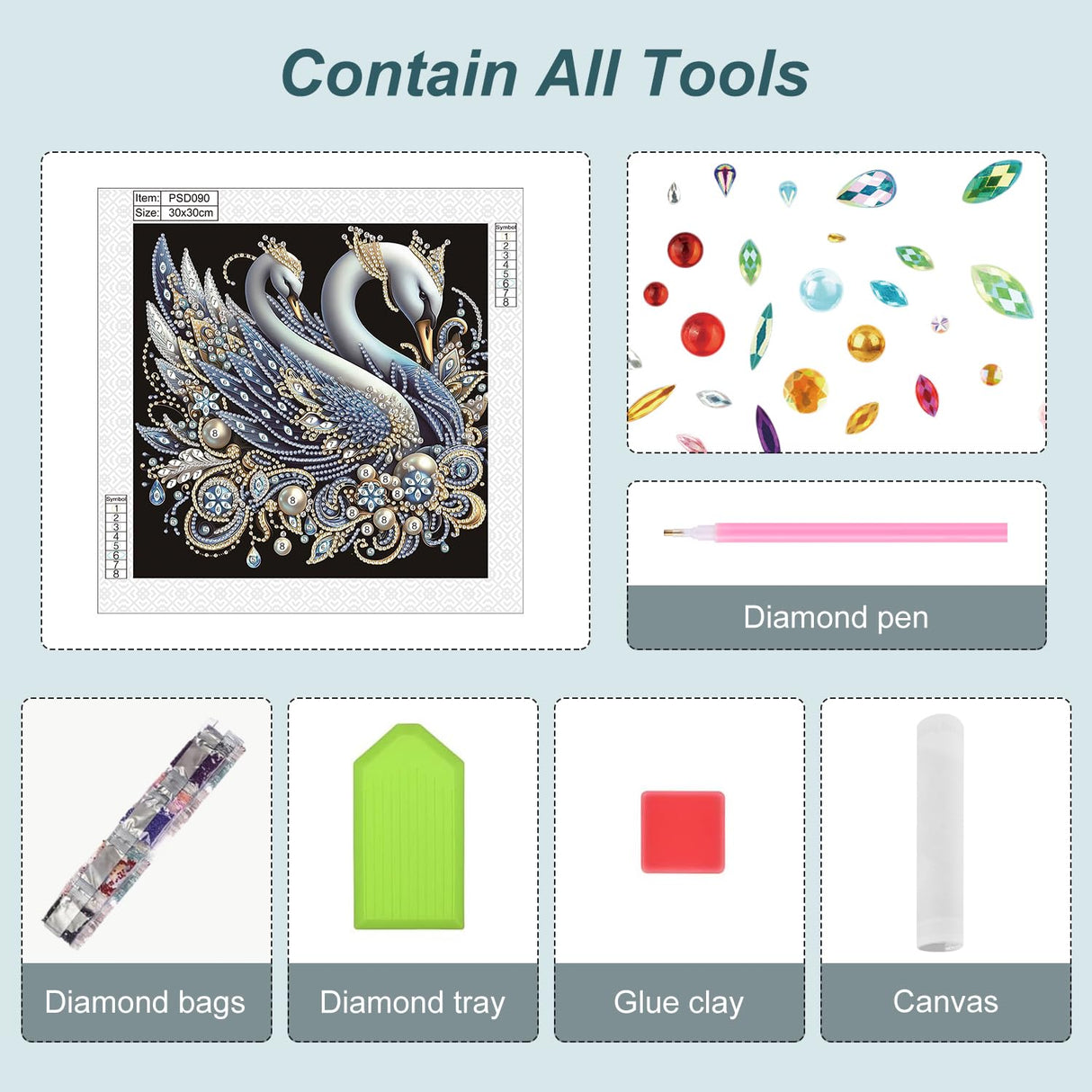 Anuver Diamond Painting Kits for Adults Swan, 5D Special Shape Crystal Rhinestones Diamond Painting for Beginners, Diamond Art Kits for Home Wall Decoration, 12×12 Inch Anuver