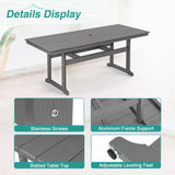 Homenjoy 9 Pieces Patio Table and Chairs Set, HDPS Weather Resistant Outdoor Patio Dining Set with Umbrell Hole, Rectangle Outdoor Dining Table with 8 Patio Chairs for Balcony Backyard Deck, Grey Homenjoy