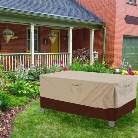 Vailge Veranda Rectangular/Oval Patio Table Cover, Heavy Duty and Waterproof Outdoor Lawn Patio Furniture Covers, Large Beige & Brown Vailge