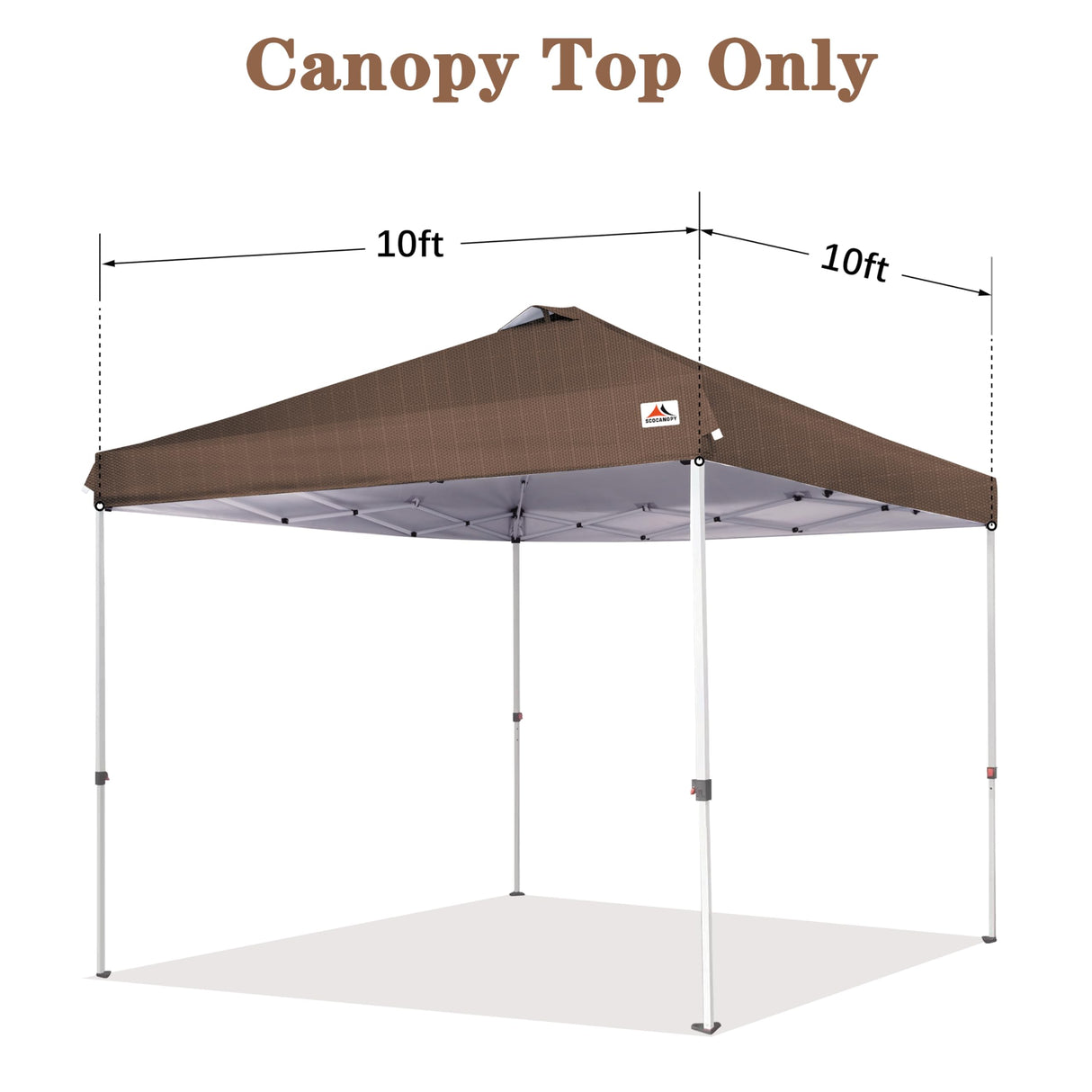 SCOCANOPY Replacement Top with Air Vent for 10x10 Canopy Frame, Canopy Cover ONLY, (Brown Ripstop) SCOCANOPY