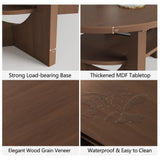 Vitalikus Mid Century Modern Coffee Table, 47" Oval Wood Coffee Tables for Living Room, 2 Tier Curved Round Center Table with Storage Shelf & Sturdy Base, Minimalist Retro Tea Tables, Walnut Vitalikus