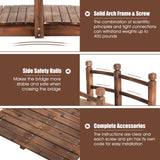 Giantex 5 FT Wooden Garden Bridge, Stained Wood Arc Footbridge with Railings, 400 lbs Capacity, Decorative Pond Bridge for Outdoor Garden Yard Backyard Creek Farm (Brown) Giantex