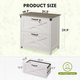 DEVAISE 2 Drawer Farmhouse File Cabinet with Lock, Leteral Filing Cabinet for Letter/Legal/A4 Size, Wood Storage Cabinet for Home Office, White DEVAISE