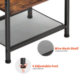 LAKEMID Nightstands Set of 2 with Charging Station and Drawer, End Table Side Table with 20 Colors LED Light Strip and 2 Layers Shelf for Bedroom Living Room Sofa (Rustic Brown) LAKEMID