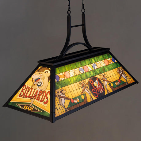 TOCHIC Vintage Pool Table Light, 3-Light Rustic Billiards Light Fixtures with Tiffany-Style Shark Shade for Game Room Farmhouse Chandelier Man Cave Club Bar Dining Room Kitchen Island TOCHIC