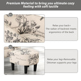 INZOY Modern Accent Chair with Ottoman for Small Space, Club Chair with Ottoman Set, Comfy Fabric Barrel Reading Chairs for Living Room Bedroom, Round Reading Chair with Foot Rest, Flower Pattern INZOY