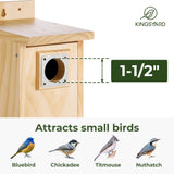 Kingsyard Blue Bird House for Outdoors - Classic Wooden Bluebird House with Predator Guard for Bluebirds Titmice Chickadees Nesting Birds, Wood Kingsyard