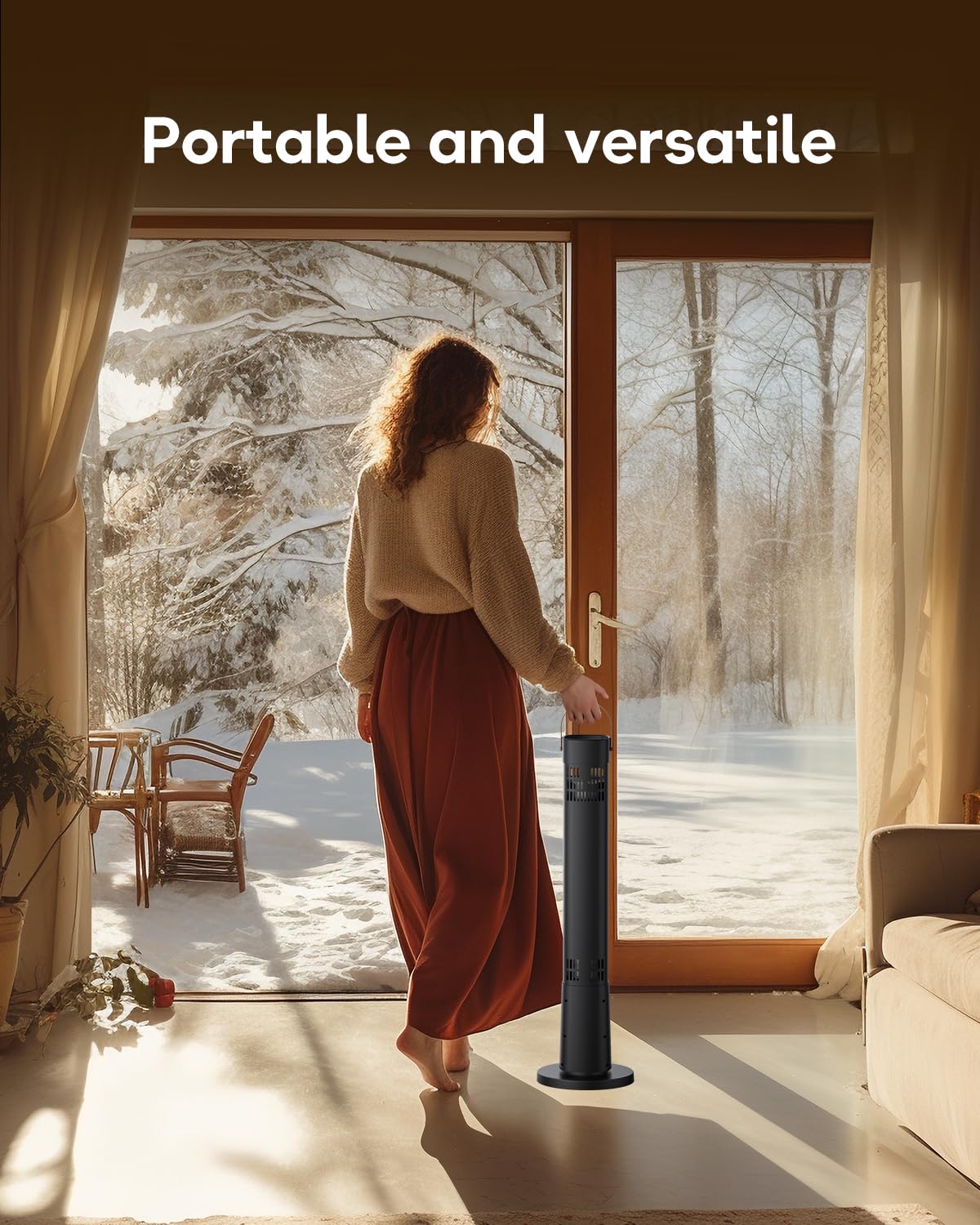 Aerozy Patio Heater for Outdoor Use, Electric Space Heater Indoor, Portable Infrared Heater with 60-Degree Oscillation, Timer, Remote, for Patio, Gazebo, Jet AEROZY