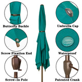 Ogrmar 6.5x10ft Patio Umbrella Rectangular Outdoor Table Umbrella with Crank & Push Button Tilt for Terrace, Backyard, Garden, Courtyard, Swimming Pool, Lawn (Turquoise) Ogrmar