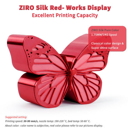 ZIRO PLA Filament 1.75mm, Shining Red 3D Printer Filament Silky, Silk 3D Printing Filament, Dimensional Accuracy +/- 0.03mm, Fit Most 3D FDM Printers Metal Metallic 1KG/2.2lb Spool - WoodArtSupply