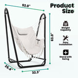 Hammock Chair with Stand,Heavy-Duty Hanging Chair with Stand, for Indoor Outdoor,Sturdy Swing Chair Stand Max Load 350 pounds(Hammock Chair Included) TOREVSIOR