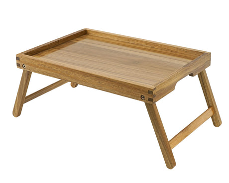 VaeFae Acacia Bed Table Tray, Wooden Breakfast Tray with Folding Legs, Bed Tray for Eating and Laptop, Eating Trays for Bedroom VaeFae