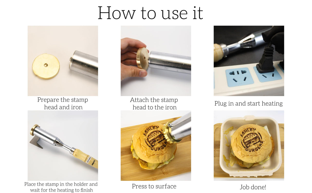 Custom Branding Iron for Food, Leather, and Wood - Personalised Burger Bun Stamp by Ashley0921 Ashley0921-custom personalized stamps-