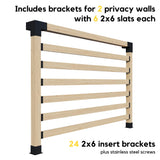 DIY Wooden Pergola Kit with Roof (5 Rafters) and 2 Privacy Walls (6 Slats Each) - Any Size Up to 24' x 12' Zen Pergolas