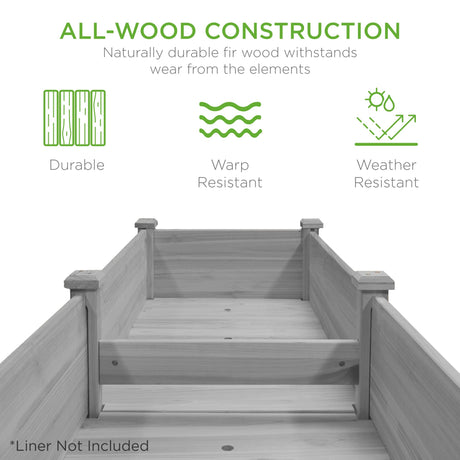 Best Choice Products 72x24x30in Raised Garden Bed, Elevated Wood Planter Box Stand for Backyard, Patio, Balcony w/Divider Panel, 6 Legs, 300lb Capacity - Gray Best Choice Products