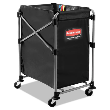 Rubbermaid Commercial 1881749 Collapsible X-Cart Steel 4-Bushel Cart 20 1/3w x 24 1/10d Black/Silver Rubbermaid